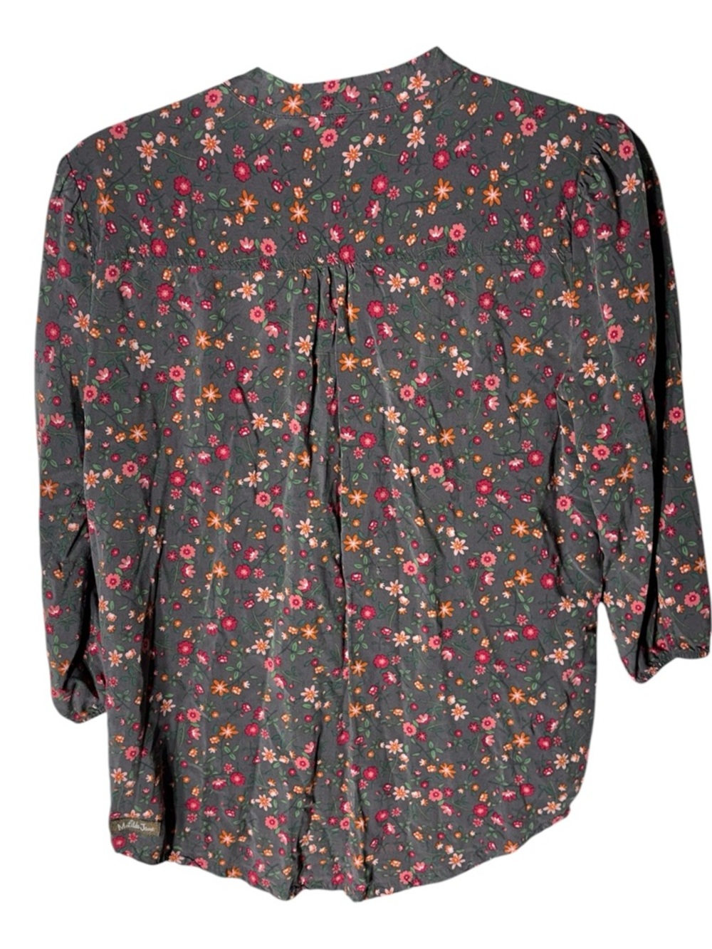 Matilda Jane S Floral Shirt Pintuck V-Neck Button Front Tunic Top Brown Pink - Picture 5 of 7